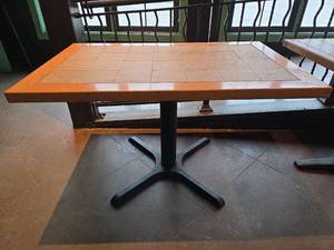 lot 24425 image: French Terracotta Tile Top Restaurant Table