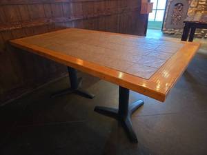 lot 24428 image: French Terracotta Tile Top Restaurant Table