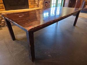 lot 24429 image: Large 9Ft Dark Wood Farm Table