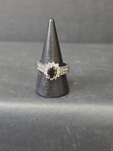 lot 61 image: 10KT White Gold Ring with Black and White Sapphires, Stamped 10KT, Size 8.25, 5.05gm