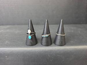 lot 62 image: Sterling Silver Ring Collection with Turquoise and Moonstone