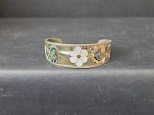 lot 103 image: Abalone Shell Inlay Cuff Bracelet (Non-Magnetic) 15.17gm