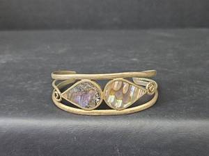 lot 113 image: Sterling Silver Abalone Shell Cuff Bracelet 13.29gm