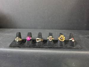 lot 144 image: Mixed Gemstone Ring Collection