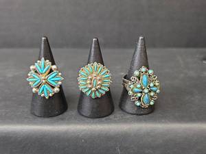 lot 171 image: Southwestern Adjustable Turquoise Statement Rings