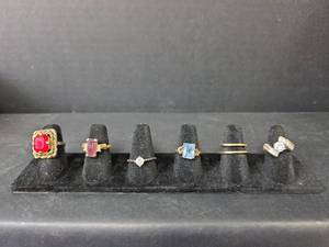 lot 175 image: Collection of Mixed Gemstone Rings