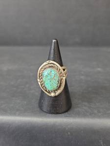 lot 182 image: Turquoise and Sterling Silver Ring, Size 5.25, 8.0gm