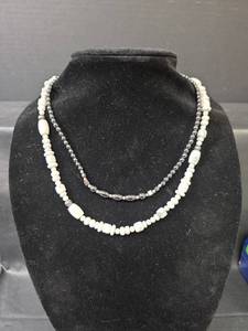 lot 212 image: Sterling Silver and White Howlite Bead Necklace Set and Magnetic Necklace