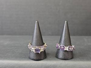 lot 218 image: Purple Enamel and Silver Rings Stamped S925