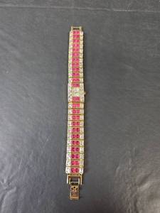 lot 225 image: Geneva Elite Watch with Pink and Clear Stones