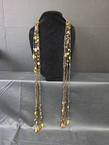 lot 236 image: Multi-Strand Glass Bead Dangling Long Necklace