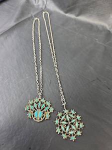 lot 263 image: Turquoise and Silver Pendant Necklaces
