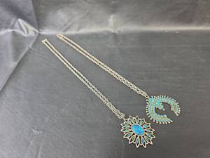 lot 265 image: Southwestern Turquoise Sunburst Necklaces