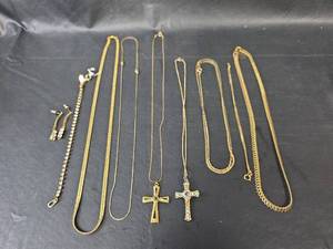 lot 287 image: Mixed Gold-Tone Chain Collection with Cross Pendants