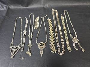 lot 295 image: Collection of Rhinestone Statement Necklaces
