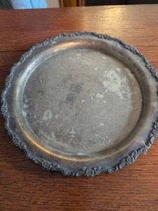 lot 2229 image: Ornate Silver Plate with Floral Border 10 inch wide