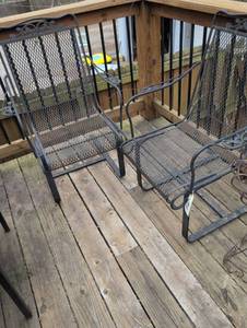 lot 2244 image: Wrought Iron Porch Chairs with Scrollwork