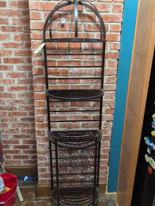 lot 2252 image: Metal Plant Stand with Wine Rack