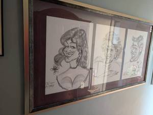 lot 2351 image: Original 2000 Framed Caricature Sketch