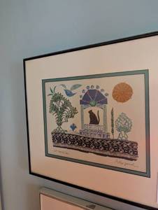 lot 2353 image: Cat and Bird Garden Art Print