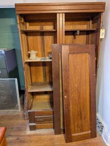 lot 2360 image: 1900s Wood Cabinet with detached  Doors