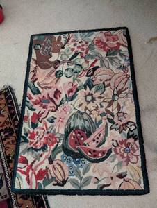 lot 2384 image: Hand Hooked Floral Watermelon Area Rug