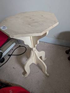 lot 2385 image: Octagonal White Wood Side Table