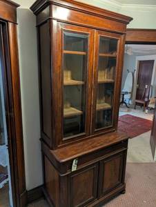 1880s American Walnut Display Cabinet with key