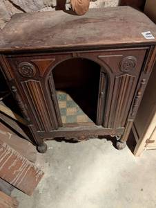 lot 2407 image: Victorian Era Gothic Cabinet with Carved Details