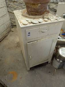 lot 2411 image: White Wooden Storage Cabinet