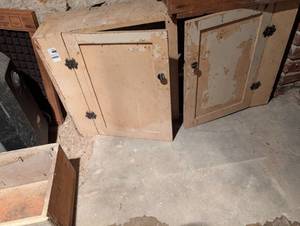lot 2422 image: Wooden Door with Decorative Shamrock Hardware