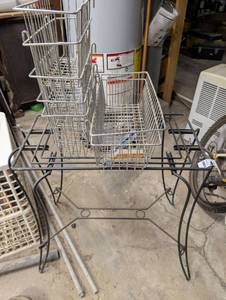lot 2435 image: Metal Wire Storage Cart with Baskets