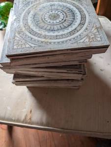 lot 2437 image: Decorative Tin Ceiling Tiles with Sunburst Design