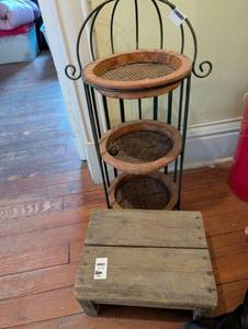 lot 2439 image: 3-Tier Plant Stand with Cane Shelves