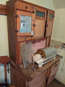 lot 2445 image: Traditional Wood Ice Box with Original Hardware