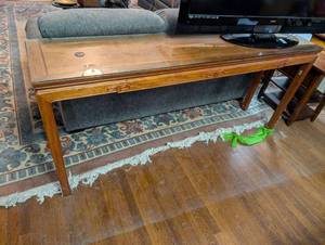 lot 2465 image: Asian Style Console Table with Glass Top approx 6.5 feet long