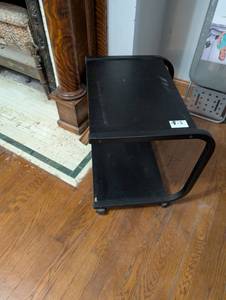 lot 2468 image: Modern Printer Black Side Table with Wheels