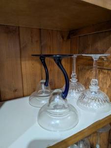 lot 2492 image: Crystal Martini Glass Set with Blue Accents