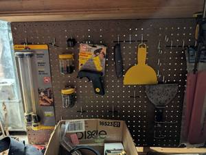 lot 2496 image: Back wall of pegboard contents- not pegboard
