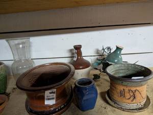 lot 2497 image: Glass and Pottery Collection with Decorative Vessels