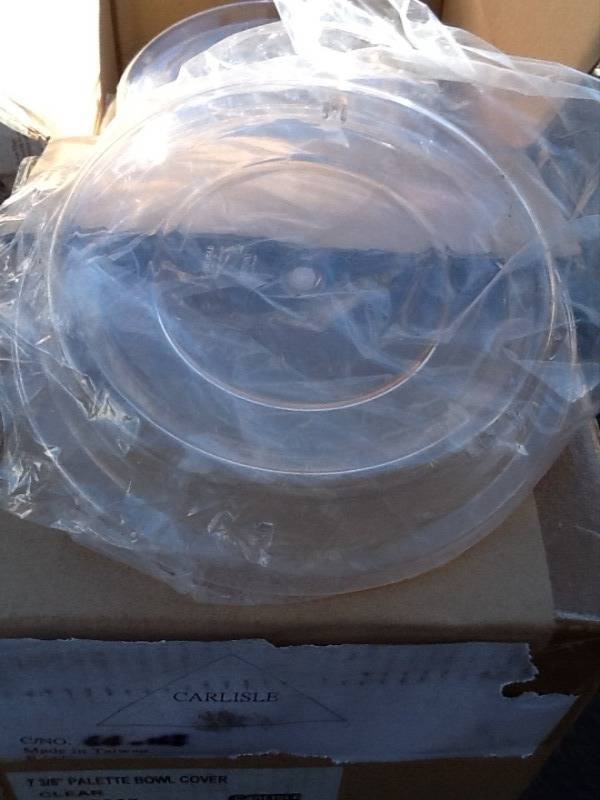 lot 146 image: Case of 12 new clear standard size plate covers great for summer outdoor eating to keep flies off food many uses dont miss out