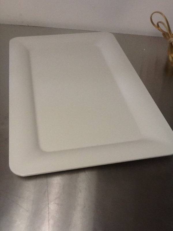 lot 2 image: Two new large melamine serving trays 1.5 wide by 2