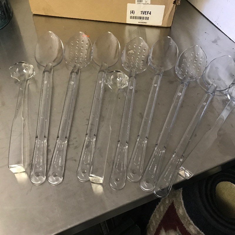 lot 754 image: Complete set of new plastic serving spoons as pictured
