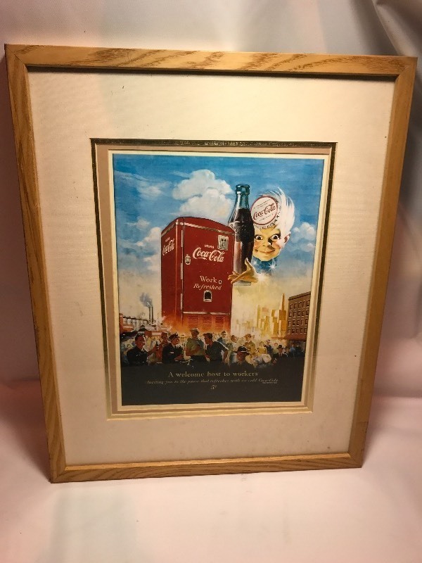 lot 9308 image: Unique framed Coca-Cola advertisement page