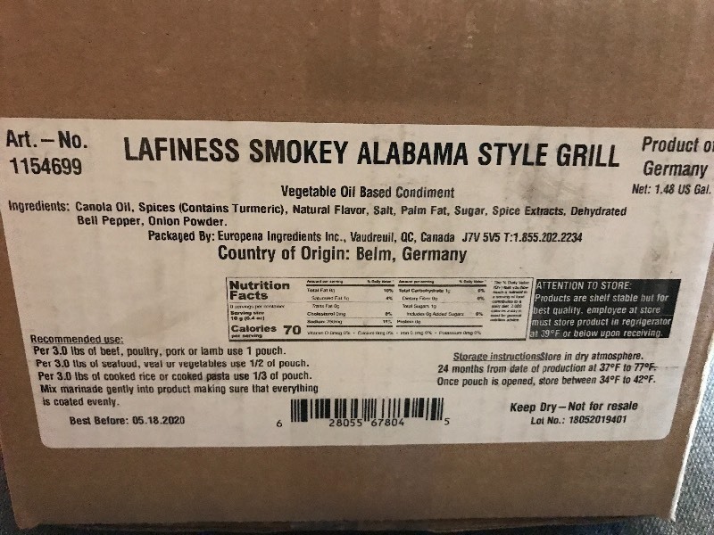 lot 9414 image: Case of smoky Alabama style grill marinade 40 packets per case
