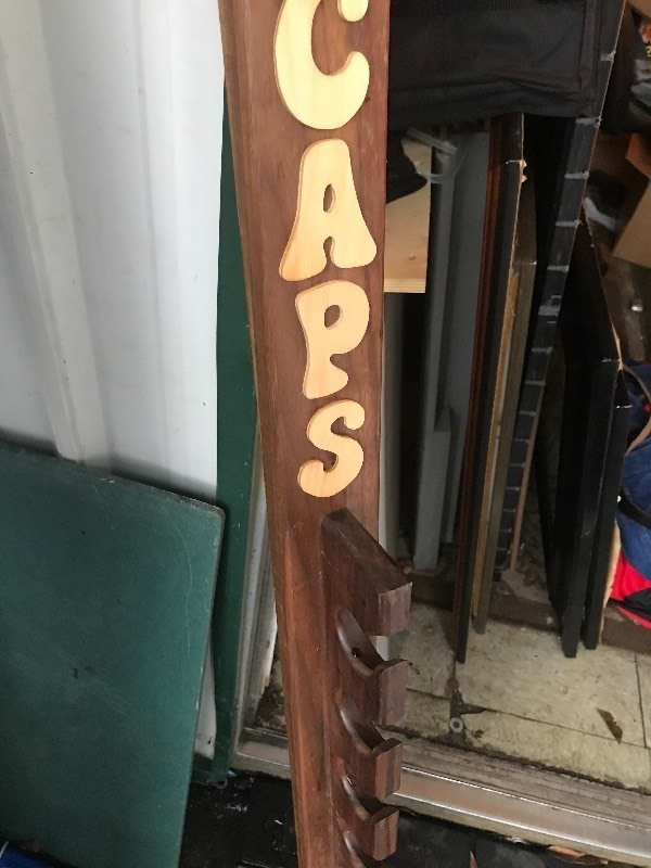 lot 9429 image: Have a nice rack for your favorite caps walnut cap rack