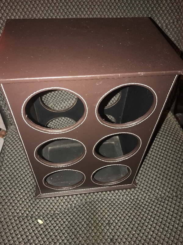 lot 9433 image: Unique countertop leather wine rack as pictured