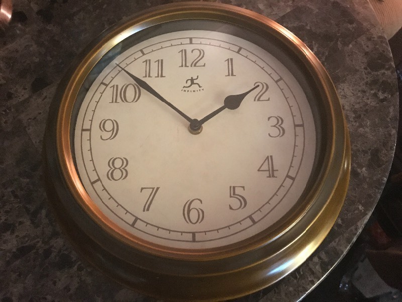 lot 9544 image: Unique solid brass clock 12 inches round