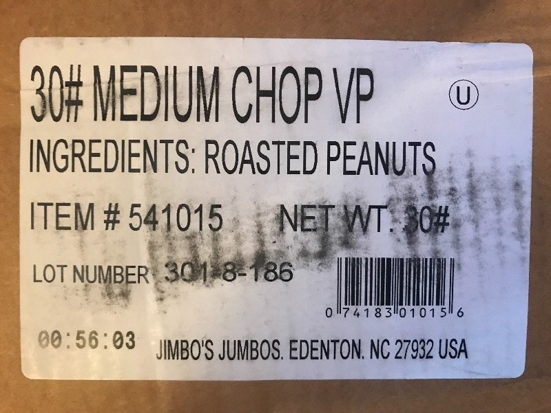 lot 9621 image: Bulk 30 pound box of medium chopped roasted peanuts great for snacking toppings on desserts make your own peanut butter lots of chopped peanuts last week