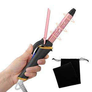 lot 25819 image: Mini Curling Iron, Heats in 30s for Natural Waves & Loose Curls, Dual Voltage Travel Curling Iron with 5 Temp & Anti-Scald Guard, Perfect for Short to Medium Hair - Retail $19